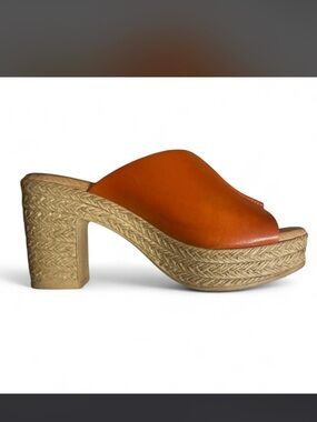 Women’s Orange Leather Platform Mule Sandals